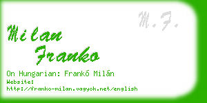 milan franko business card