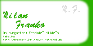 milan franko business card